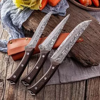 Нож для обвалки из дамасской стали, кованый нож для мясника, нож для мяса, кухонный нож для овощей и фруктов