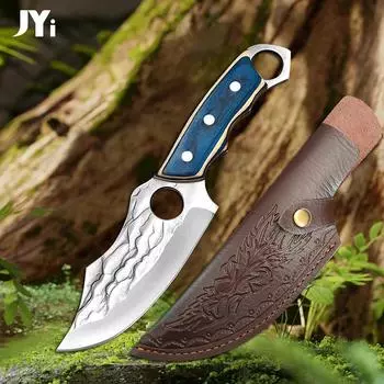 Нож для обвалки из кованой нержавеющей стали, кухонный нож для нарезки мяса, резак для барбекю, нож для рыбалки с подарочным чехлом