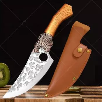 Нож для обвалки из нержавеющей стали, ручной кран, ковка, изысканный нож для забоя свиней, чистки и резки овощей, бытовой кухонный нож with cover