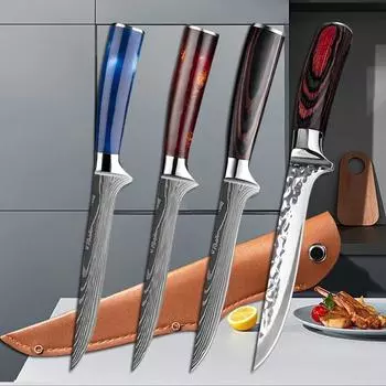 Нож для обвалки из нержавеющей стали с дамасским узором, кухонные ножи, резак для мяса, фруктов, инструменты для шеф-повара size3