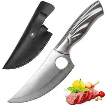 Нож для обвалки из высокоуглеродистой нержавеющей стали Нож шеф-повара Многоцелевой нож шеф-повара knife with cover коричневый