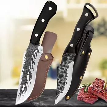 Нож для обвалки, ковка, топор для мяса, ручка из цельного дерева, кухонный кухонный нож из нержавеющей стали, бытовой кухонный нож Style A