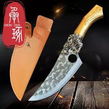 Нож для обвалки крана из нержавеющей стали Острый нож для резки мяса Ручная ковка, очистка и разделение острого ножа Нож для убоя