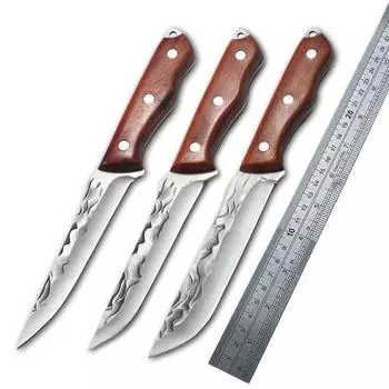 Нож для обвалки мяса, фруктов, овощей, лезвие из нержавеющей стали, ручка из розового дерева, кухонный нож для повара