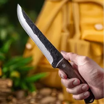 Нож для обвалки мяса, кухонные ножи ручной работы из высокоуглеродистой стали, китайский нож для разделки мяса, кухонный инструмент с ножнами