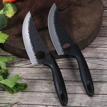 Нож для обвалки узором ручной работы. Бытовой нож для нарезки. Нож для мясника.