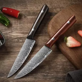 Нож для очистки овощей 5,5-дюймовый сердечник из дамасской стали сверхострый универсальный нож из дамасской стали нож для стейков Full Tang Pro Peeling Knife