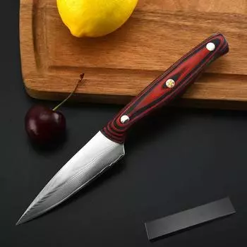 Нож для очистки овощей из дамасской стали с ручкой G10, кухонные ножи, нож для нарезки фруктов, овощечистка