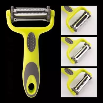 Нож для очистки овощей из нержавеющей стали, многофункциональная роторная овощечистка, терка 3-в-1, универсальный строгальный станок, кухонные инструменты чёрный