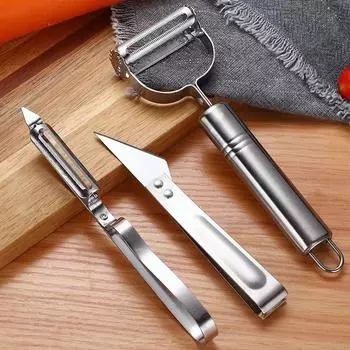 Нож для очистки овощей из нержавеющей стали, многофункциональный, из трех частей, терка для ощипывания куриных перьев, кухонный нож для очистки овощей и фруктов, овощечистка Three-piece set