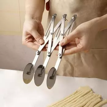 Нож для пиццы из нержавеющей стали с несколькими колесами и эргономичной ручкой. Пищевой класс. Необходим для выпечки, пиццы и выпечки. A