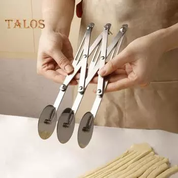 Нож для пиццы из нержавеющей стали с несколькими колесами и эргономичной ручкой. Подходит для использования на кухне, в пекарне. Необходим для выпечки, пиццы, теста, тортов. A