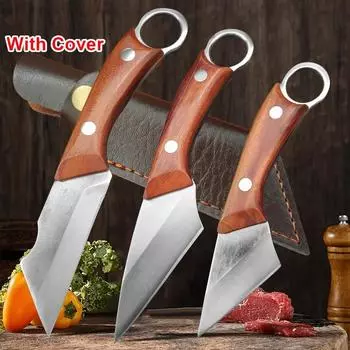 Нож для прививки с деревянной ручкой, кухонный нож ручной работы для нарезки мяса, фруктов, овощей, переносной нож, поварской топор, ножи для обвалки мяса