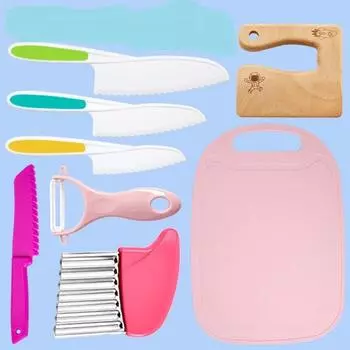 Нож для раннего образования, нож для чистки дыни и фруктов, игрушечный деревянный нож, разделочная доска, детский пластиковый набор ножей для фруктов 1