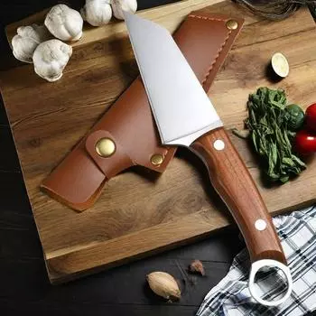 Нож для разделки костей из нержавеющей стали, ножи ручной работы для барбекю, ножи Tanto, качественные ручки из красного дерева, высококачественная ручка, тяжелая и острая на ощупь