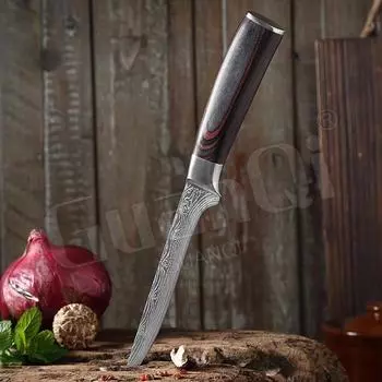 Нож для разделки мяса из нержавеющей стали, дамасский лазерный узор, кухонный нож шеф-повара, острый как бритва, мясницкий нож для убоя