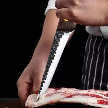 Нож для разделки мяса из нержавеющей стали, нож для обвалки мяса, кованый кухонный нож повара, нож для разделки рыбы, деревянная ручка, кухонные инструменты