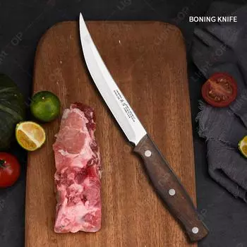 Нож для разделки мяса из нержавеющей стали, кухонный нож шеф-повара с деревянной ручкой, бытовой нож для овощей и фруктов, мясницкий нож, мясницкий нож