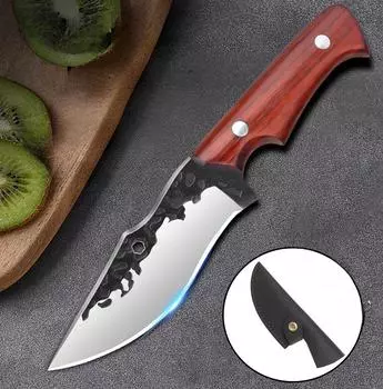 Нож для разделки мяса, нож для обвалки свиней, выкованный вручную, острый нож, небольшой кухонный нож для забоя домашнего скота и овец with cover