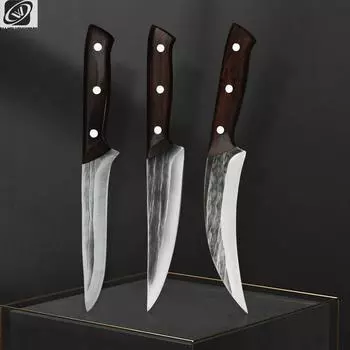Нож для разделки мяса ручной ковки из высокоуглеродистой стали X50cr15 нож для разделки мяса ножны для мяса кухонный инструмент с деревянной ручкой