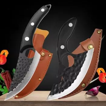 Нож для разделки рыбы Нож для убоя мяса Нож для разделки мяса Нож для мяса с ручкой для бройлера Нож для мяса с кольцами Нож для обвалки мяса 2 pcs with cover