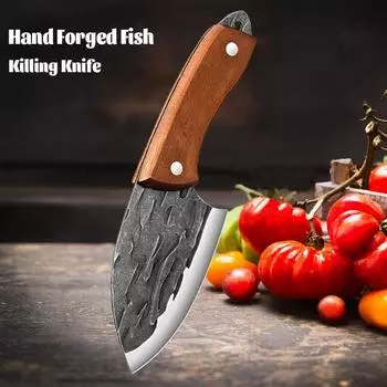 Нож для разделки рыбы ручной работы, нож для разделки мяса из нержавеющей стали, нож для нарезки фруктов с острой деревянной ручкой, кухонные принадлежности