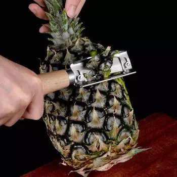 Нож для резки ананаса, пищевой, нержавеющий, острое лезвие, устойчивая к коррозии деревянная ручка, экономичный в использовании, высокопрочный, ручной нож для чистки ананаса, фруктовый резак серебряный