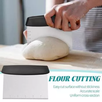 Нож для резки из нержавеющей стали со шкалой для резки муки кухонный инструмент чёрный