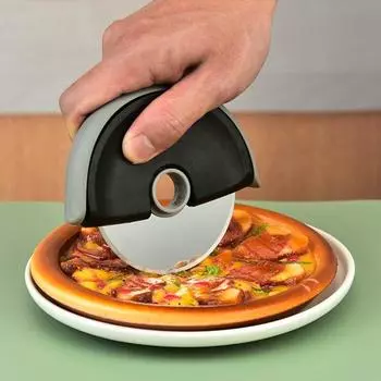 Нож для резки круглого колеса для пиццы с крышкой, ролик из нержавеющей стали, нарезка для теста, пиццы, резак для выпечки, выпечки, кухонные аксессуары чёрный