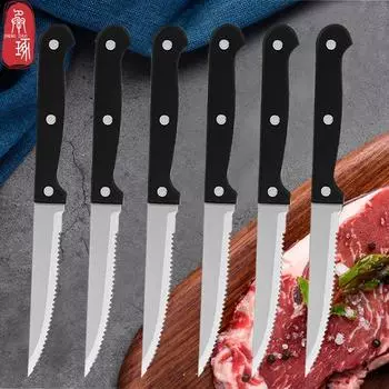 Нож для стейка из нержавеющей стали, острый зубчатый столовый нож, кухонная утварь, нож для стейка в стиле вестерн, пластиковая ручка, нож для хлеба