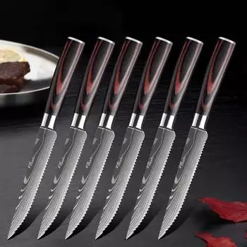 Нож для стейка из нержавеющей стали с узором «дамасская сталь» Японские ножи Кухонный нож шеф-повара Нож для разделки мяса Нарезка кухонного ножа для приготовления пищи