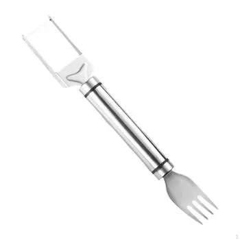 Нож и вилка для арбуза 2 в 1, компактный портативный многоразовый кухонный гаджет для дыни, фруктовый гаджет Argent and black