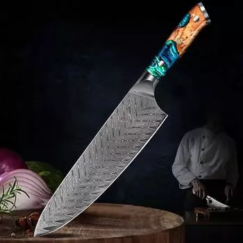 Нож из дамасской стали, кухонный нож для нарезки, бытовой 8-дюймовый нож шеф-повара в западном стиле, кухонный нож для суши