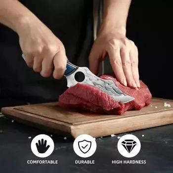 Нож из нержавеющей стали для разделки мяса, кованый нож, подходит для кухни, нож шеф-повара, деревянная ручка, нож для обвалки, карманный нож мясника