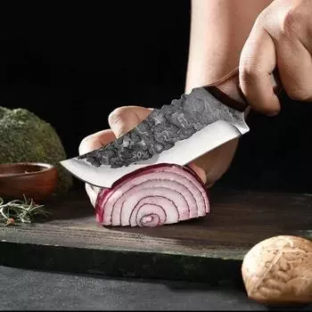 Нож из нержавеющей стали, кованый кухонный нож ручной работы, мясницкий нож для разделки мяса, профессиональный поварской нож, острый нож для готовки красный