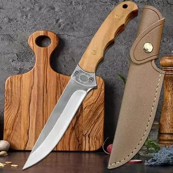 Нож из нержавеющей стали, кухонный нож для обвалки мяса, высококачественный тесак для резки на открытом воздухе, для рыбалки, очистки овощей с чехлом