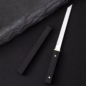 Нож из нержавеющей стали, кухонный нож для чистки фруктов, нож для барбекю, рыбалки, кемпинга, карманный нож с ножнами