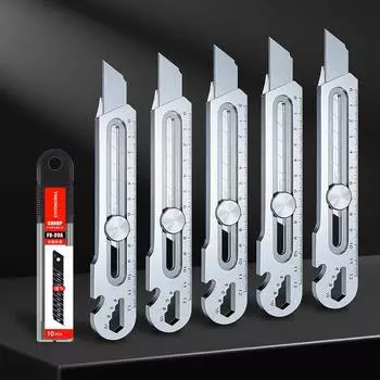 Нож из нержавеющей стали, многофункциональный нож 6 в 1, выдвижной нож для коробок, портативный нож для офиса, дома, курьера, распаковки
