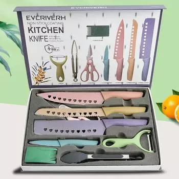 Нож из восьми предметов Love Hollow Kitchen Цветная подарочная коробка из нержавеющей стали Набор ножей