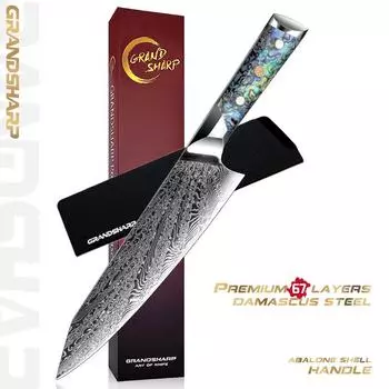 Нож Кирицуке из дамасской стали 8,5 дюйма, японские стальные кухонные ножи шеф-повара, нож мясника