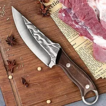 Нож-кольцо, кухонный ручной нож, нож для мяса, фруктовый нож, нож для барбекю, свинины, говядины и баранины, переносной нож с деревянной ручкой with cover