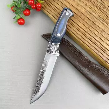 Нож ручной работы из нержавеющей стали для кухни, приготовления пищи, домашнего хозяйства, фруктов, овощей, мясного ножа, мясницкого ножа синий