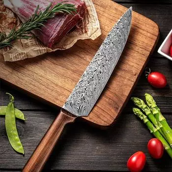 Нож с узором из дамасской стали, резак из нержавеющей стали, кухонный нож, нож шеф-повара, резак, острый нож для нарезки 1*Chef Knife