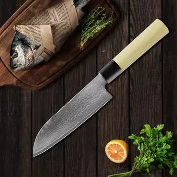 Нож Сантоку из дамасской стали, японские кухонные ножи, нож для мяса, овощерезка
