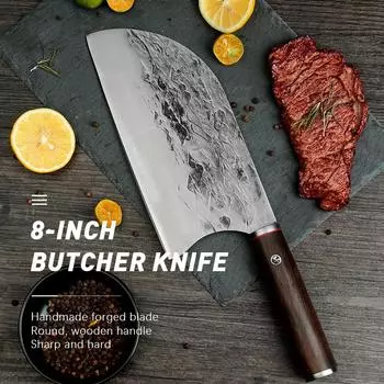 Нож шеф-повара Full Tang, кованый вручную из высокоуглеродистой стали, кухонные ножи-тесаки с ручкой из дерева Pakka Coltello Cucina