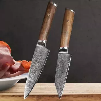 Нож шеф-повара из дамасской стали, 6-дюймовый тесак для мяса, кухонные ножи высокой твердости, нож для нарезки овощей, острый нож для очистки фруктов