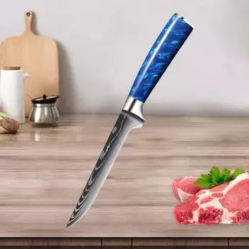 Нож шеф-повара из нержавеющей стали для нарезки мяса и фруктов, японский кухонный нож, нож для рыбалки, нож для разделки мяса, универсальный нож для очистки овощей Santoku синий