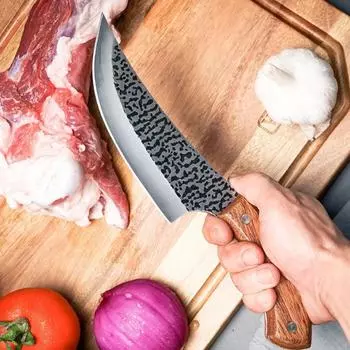 Нож шеф-повара ручной работы из нержавеющей стали, кухонный нож, разделочный нож с ножнами, для нарезки овощей и фруктов