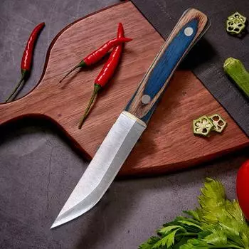 Нож шеф-повара с деревянной ручкой Нож для расколки Тесак для мяса Многоцелевой нож Нож для говядины синий