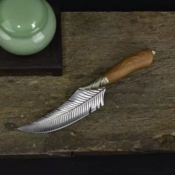 Нож-тесак 7Cr17MoV ручной работы из кованой стали кухонный нож острый утилитарный нож для обвалки стейков нож для барбекю красивый нож с узорами without cover